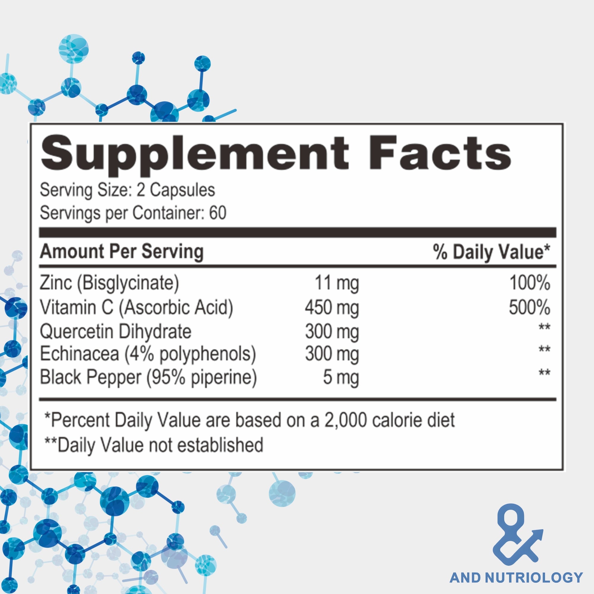 Immunity Booster - 4-in-1 with Vitamin C, Zinc, Quercetin and Echinacea